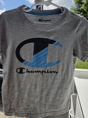 Champion Gray Tee with Black and Blue Logo